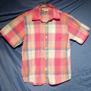 Boy's Old Navy Colorful Plaid Short-Sleeve Button Down Shirt Medium 